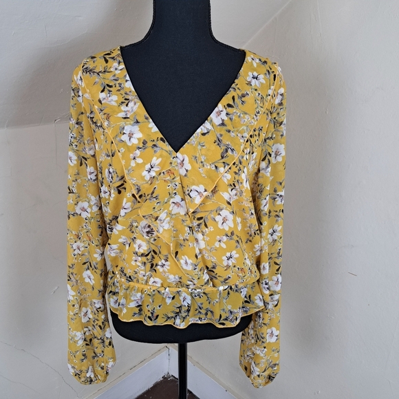 Show Me Your Mumu Brewster Top Flirtin Floral Yellow Size L - Picture 3 of 12